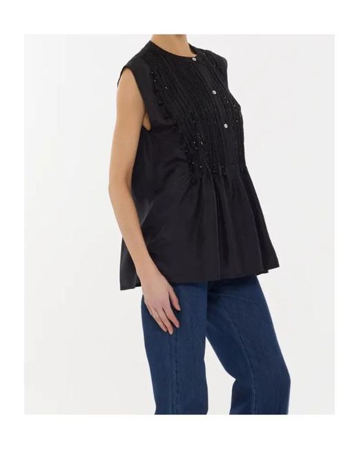 P.A.R.O.S.H. Black Sadio Beaded Blouse