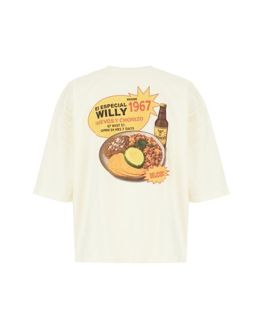 Willy Chavarria White Willys Taco Shop Oversized T-Shirt for men