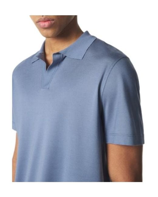 Brioni Blue Minimalist V-Neck Polo Shirt for men