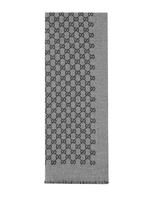 Gucci Gray Gg Jacquard Scarf for men