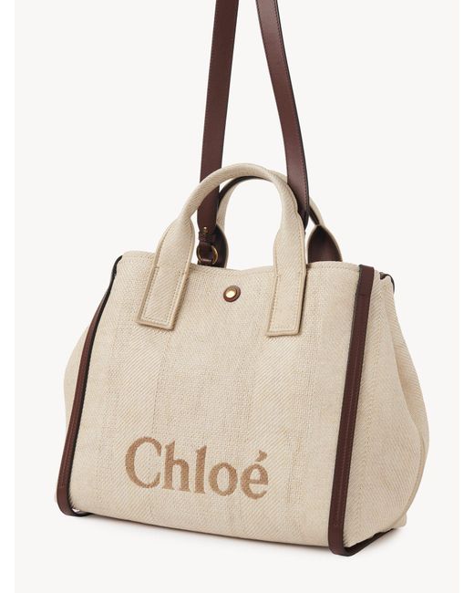 Chloé Natural Chloé Carry Logo Detailed Tote Bag