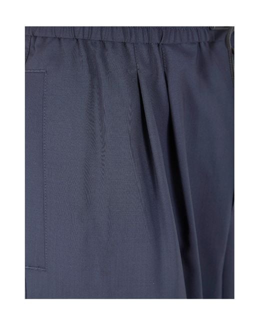 PT01 Blue Drawstring Pleated Trousers for men