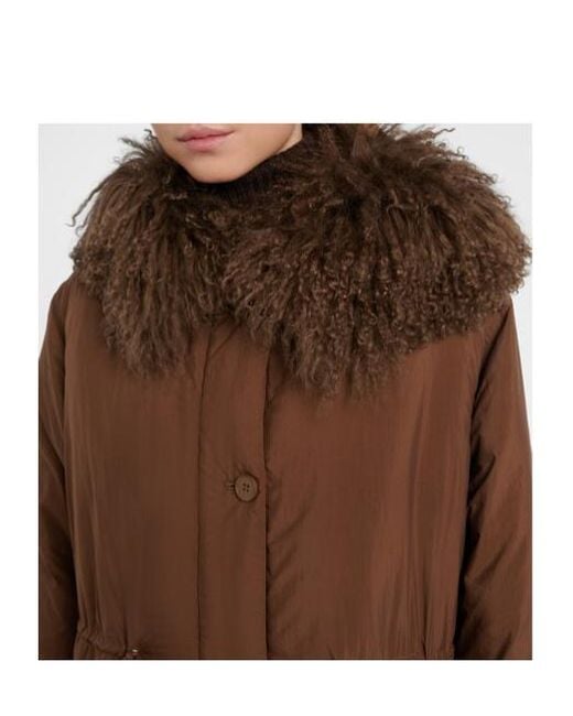 Yves Salomon Brown Shearling-Trimmed Down Coat