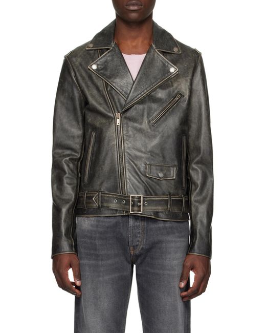 Golden Goose Deluxe Brand Black Zipped Biker Jacket for men