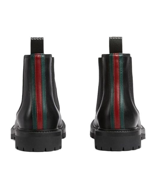 Gucci Black Web Detailed Boots for men
