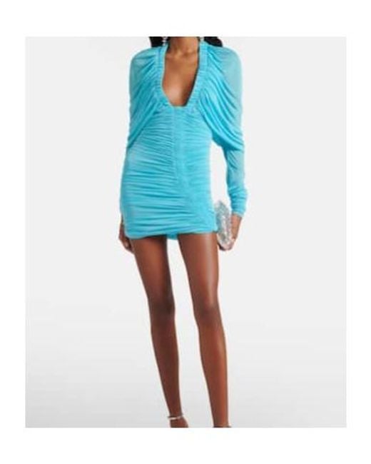 Christopher Esber Blue Orion Ruched Sheer Minidress