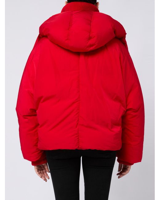 Sportmax Red Glizia Zip-Up Down Jacket