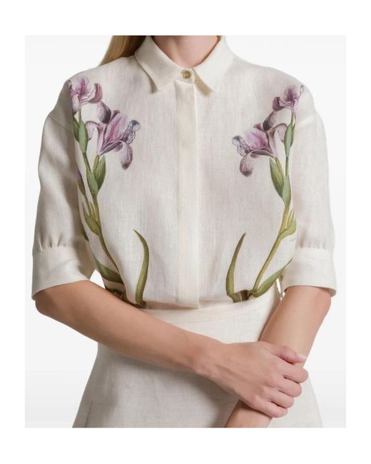 Alberta Ferretti Gray Floral Printed Shirt