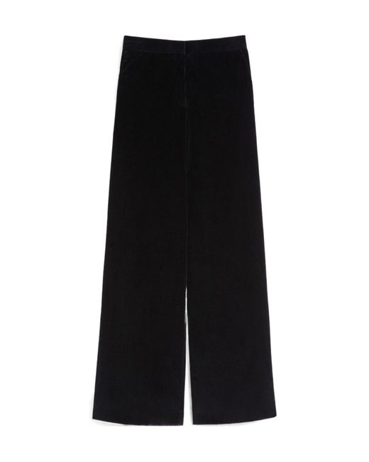 Max Mara Black Flared Velvet Trousers