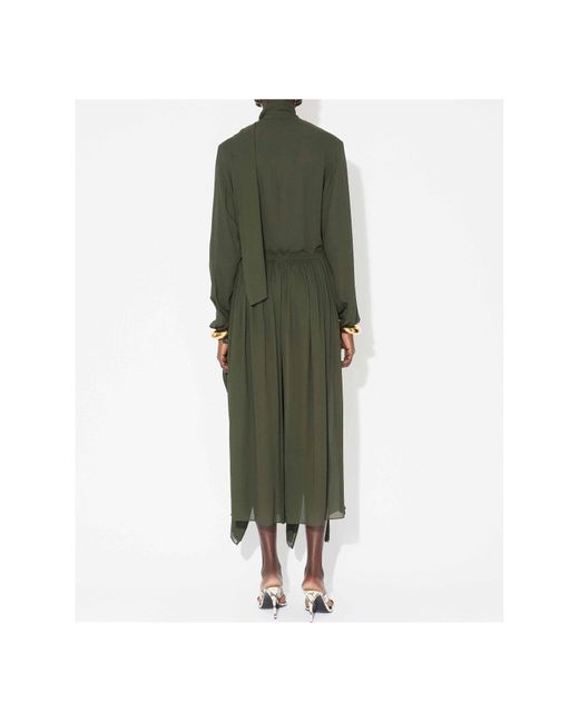 Alaïa Green Alaïa Georgette Ruffle Pants