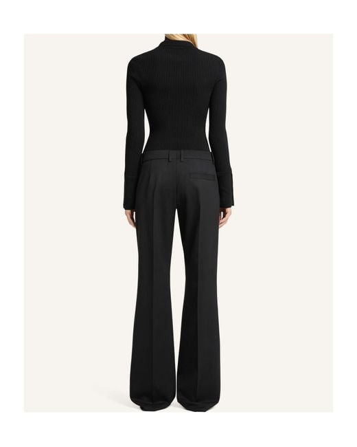 Courreges Black Courrèges Ribbed Knit Polo Top