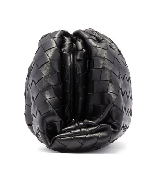 Bottega Veneta Black Interwoven-Design Clutch Bag