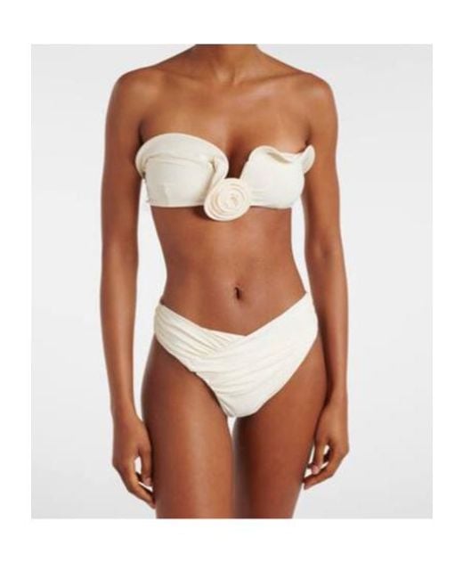 Magda Butrym White Floral-Appliqué Bikini Top