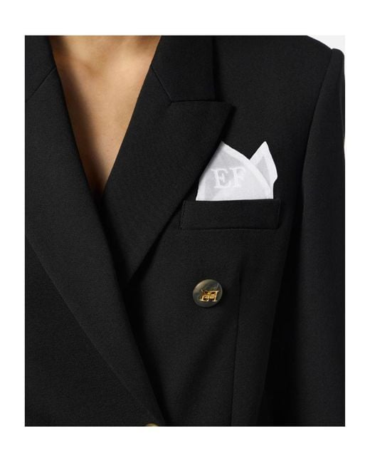 Elisabetta Franchi Black Breast Pocket Gabardine Jacket