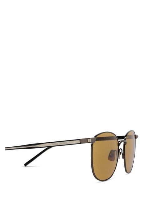 Saint Laurent Metallic Eyewear Round Frame Sunglasses for men
