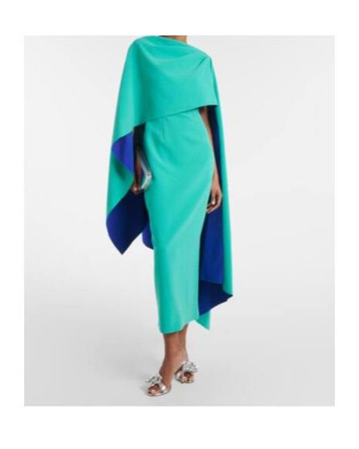 Roksanda Blue Demetria Caped Crêpe Gown