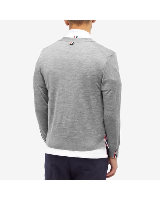 Thom Browne Gray Button-Up Knitted Cardigan for men
