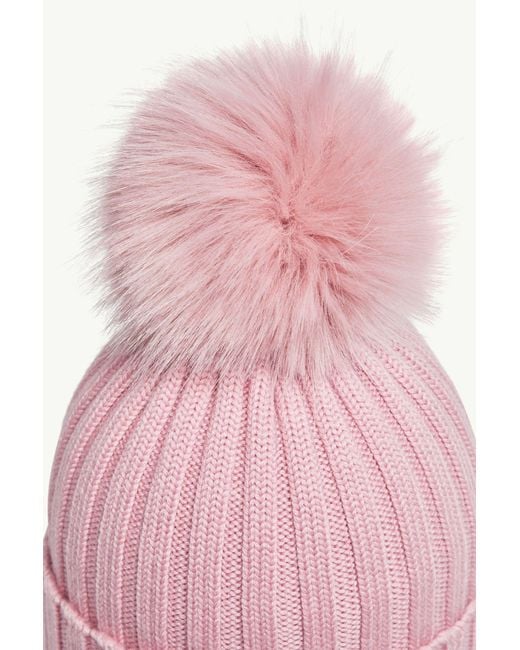 Moncler Pink Wool Beanie With Pom Pom