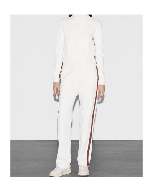 Gucci White Jersey Drill Zip-Up Jacket