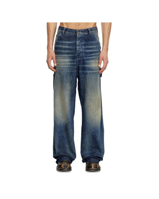 DIESEL Blue D-Livery Distressed Straight Jeans for men