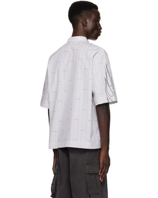 Givenchy White Logo Patch Collared Short-Sleeve Shirt for men