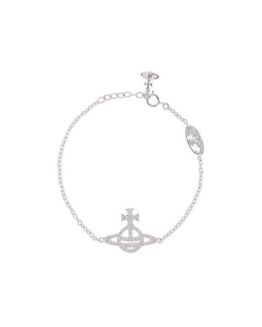 Vivienne Westwood White Embellished Orb-Plaque Bracelet