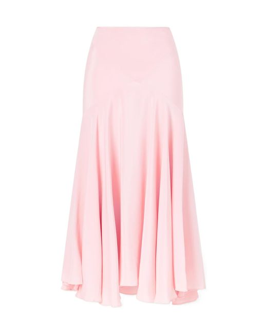 Rodarte Pink Draped Silk-Crepe Midi Skirt