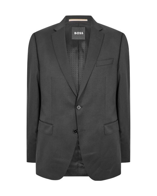 Boss Gray Notch Lapel Two-Button Blazer for men