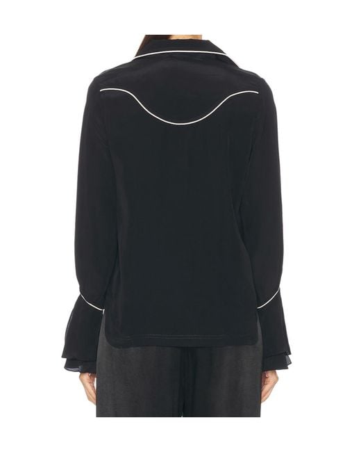 Johanna Ortiz Black Piped-Cuff Shirt