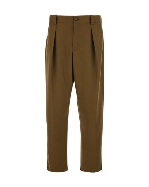 A.P.C. Green Regular Fit Pleat Detailed Trousers for men
