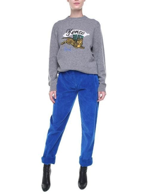 KENZO Gray Jumping Tiger Sweater for men