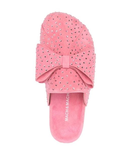 Mach & Mach Pink Bow-Decorated Muller Shoes