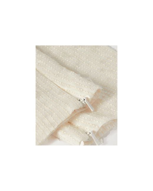 Safiyaa White Sequined Satin Gloves