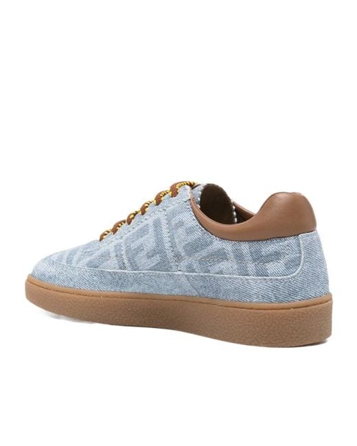Fendi Blue Round-Toe Sneakers