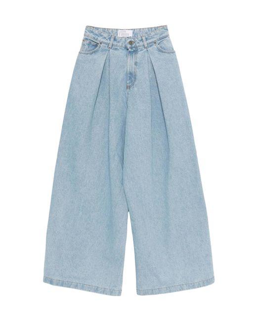 GIUSEPPE DI MORABITO Blue Pleated Wide-Leg Jeans