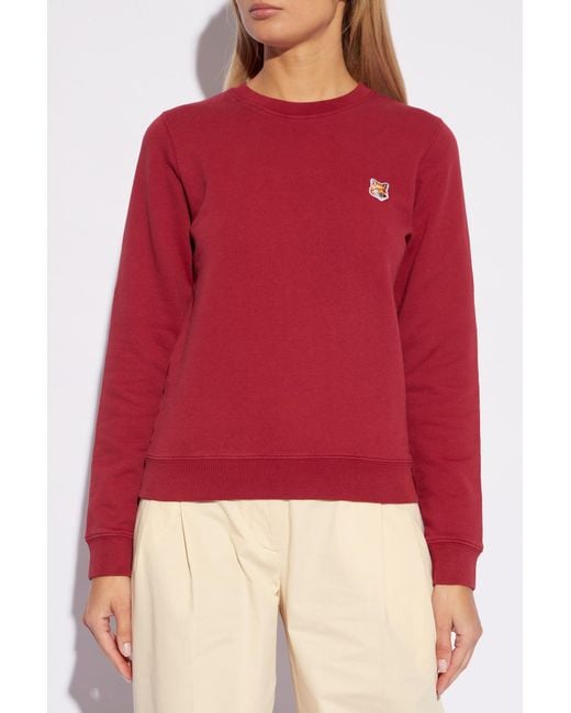 Maison Kitsuné Red Maison Kitsuné Fox Head Patch Crewneck Sweatshirt