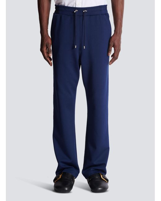 Balmain Blue Logo Printed Straight-Leg Sweatpants for men