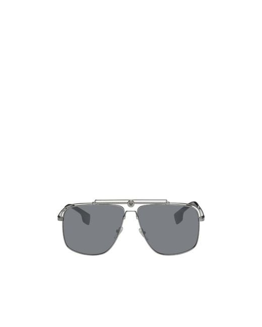 Versace Gray Focus Logo Sunglasses for men