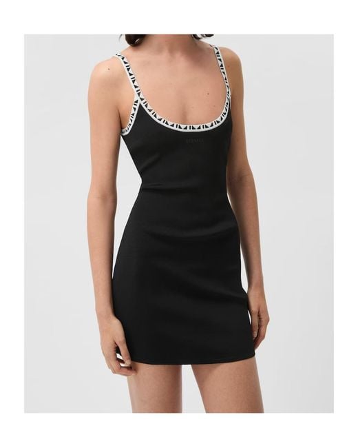 Versace Black Stretch Viscose Jacquard Mini Dress
