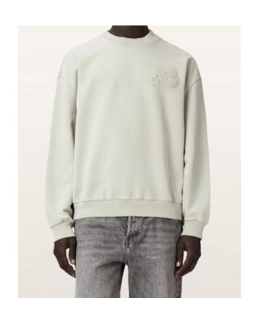 AllSaints White Insignia Crew Neck Cotton Sweatshirt for men