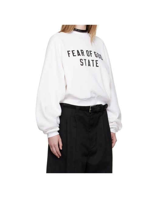 Fear Of God White Ribbed Round-Neck Sweatshirt