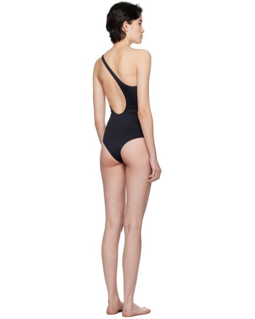 Off-White c/o Virgil Abloh Black Logo Printed High-Cut Swimsuit