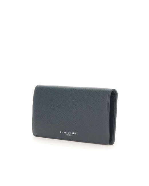 Gianni Chiarini Blue Grain Flap Wallet