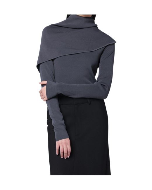 Entire studios Blue Asymmetric Panel Knitted Sweater