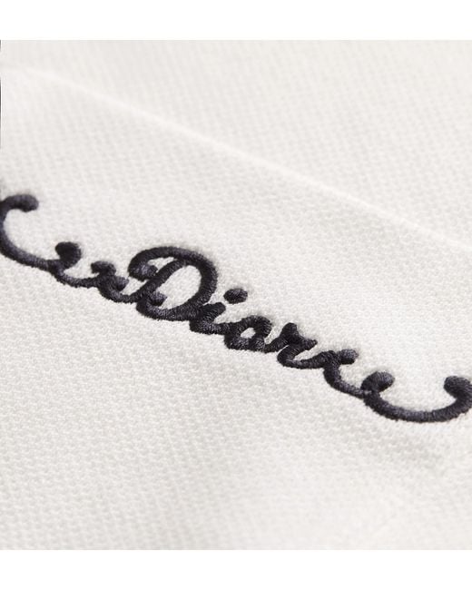 Dior White Embroidered Polo Shirt