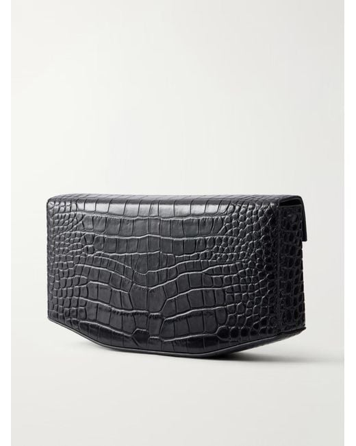 Totême Blue Totême Embossed Foldover Top Shoulder Bag
