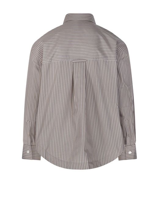 AMI Brown Long Sleeved Striped Shirt for men