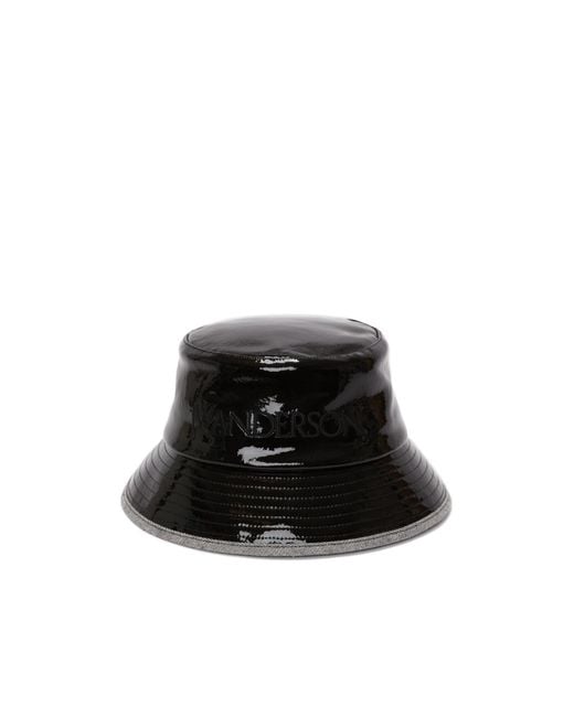 J.W. Anderson Black Jw Anderson Logo Embroidered Coated Denim Bucket Hat