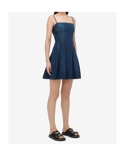 McQueen Blue Flared Denim Dress
