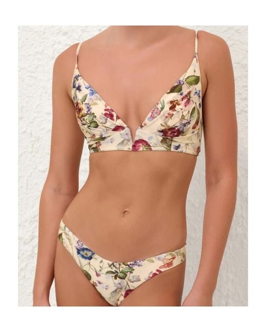 Zimmermann White Patience Tuck Plunge Bikini Set